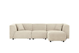 CONCEPT USINE | Canapé Modulable en Velours Côtelé | 3 Places + 1 Pouf | Monroe Beige | Style Moderne et Ultra Tendance | Large Assise et Pouf Modulable | Revêtement : Tissu 100% Polyester