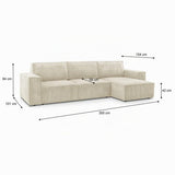 HOMIFAB Canapé d'angle Convertible réversible 5 Places avec Coffre de Rangement en Velours côtelé Beige - Harper