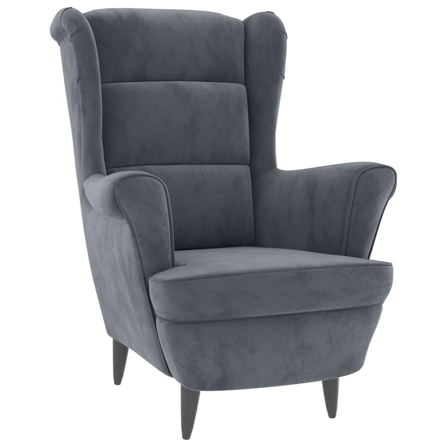 vidaXL Fauteuil à Oreilles avec Tabouret Chaise de Relaxation Siège de Salon Meuble de Salle de Séjour Maison Intérieur Gris Foncé Velours