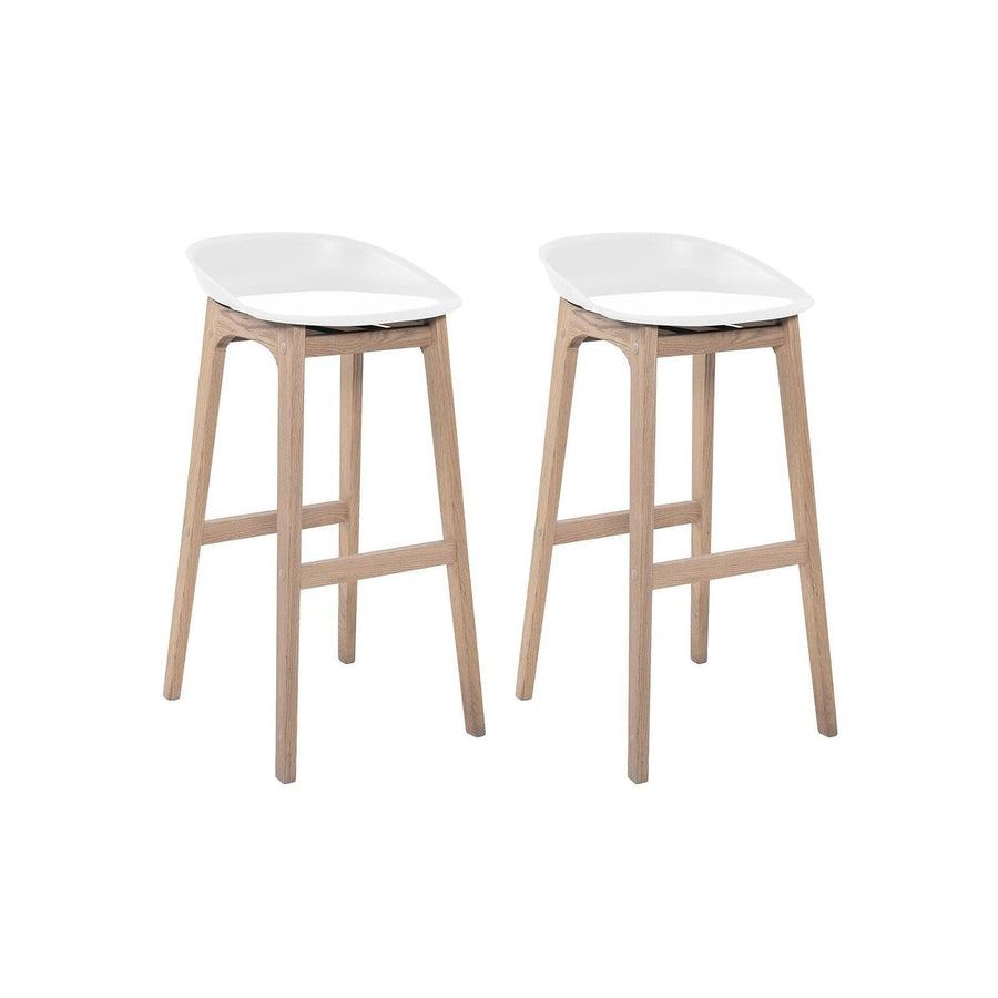 MOB-IN Tabourets d MOB-IN Tabourets d'ilot 65cm Riva Pieds chêne Assise Plastique Blanc - Lot de 2