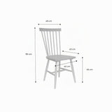 Alice's Home - Lot de 2 chaises Blanches à barreaux en Bois d'hévéa. Romie. L 50.8 x P 44.2 x H 90cm.