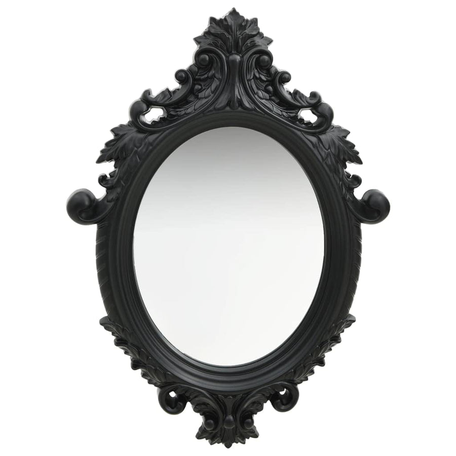 homiuse Miroir Mural Style Chateau 56x76 CM Noir Miroir Bois Miroir Mural Ovale Miroir Baroque Miroir Vintage Miroir Art Deco Décoration à Votre Toilette Salon Ou Chambre à Coucher Pratique Beau