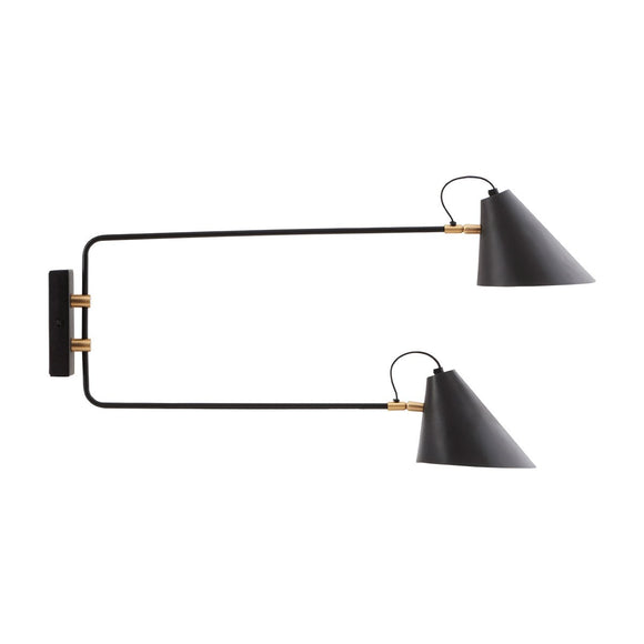 House Doctor Lampe murale Club double Noir/blanc 81 x 20 cm