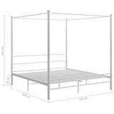 prissent Lit à baldaquin blanc en métal 200 x 200 cm structure de lit en métal lit double lits doubles modernes structure de lit à baldaquin (matelas non inclus)