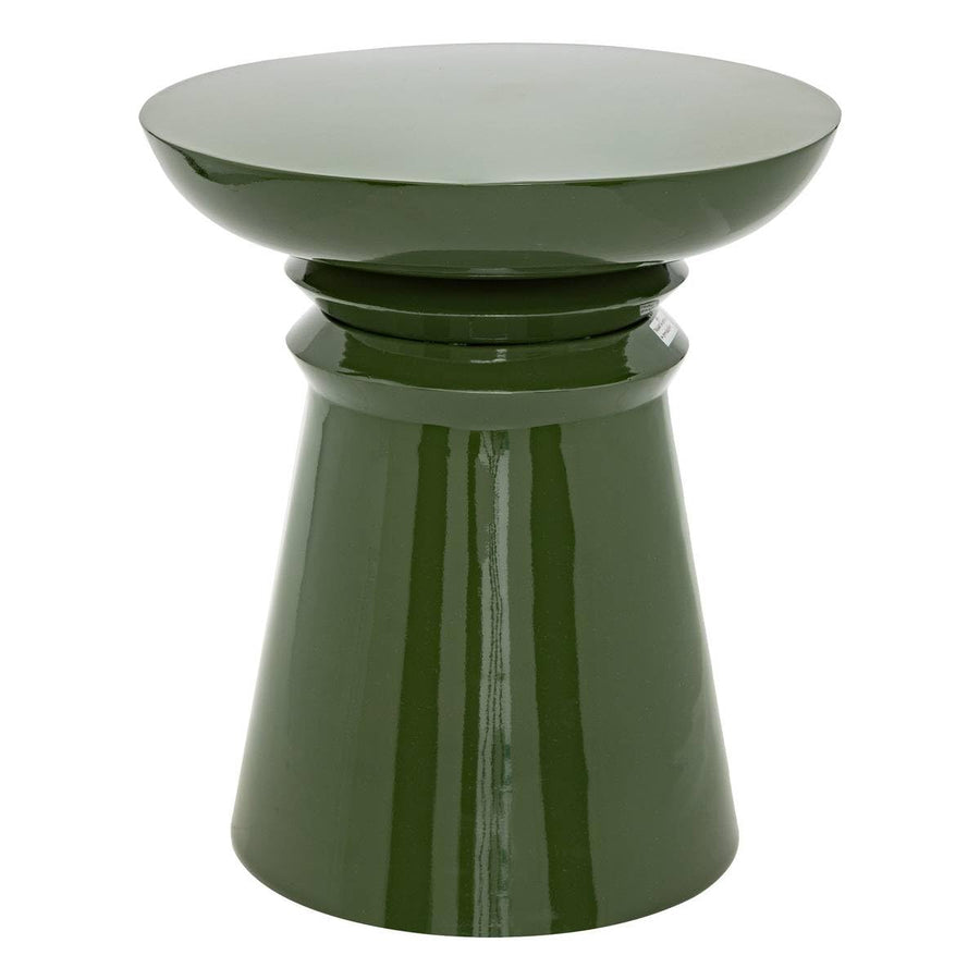 Atmosphera Créateur d'Intérieur - Table d'Appoint Totem Jaya en Métal Vert - Table pour Chambre, Salon, Entrée - D38cm