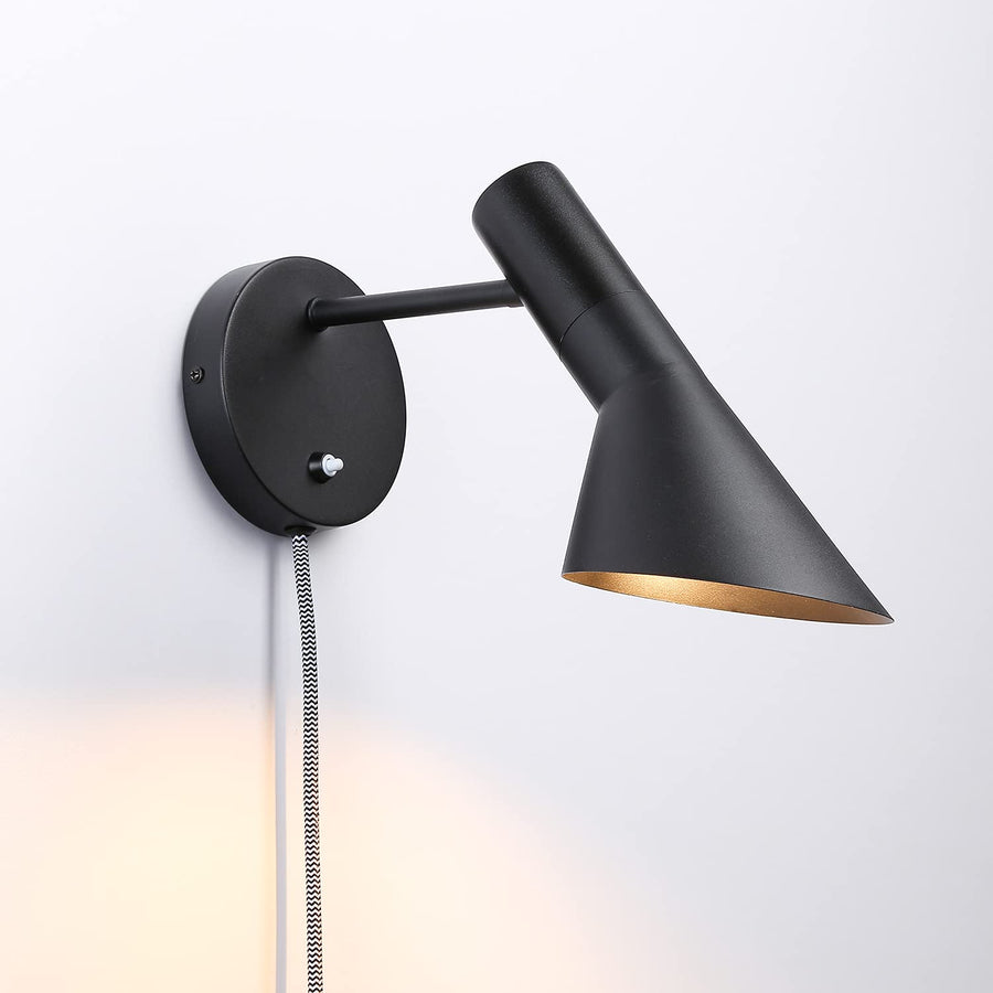 BarcelonaLED Applique murale avec câble prise et interrupteur Lampe de lecture Design élégant moderne nordique Orientable Noir pour chambre E27 BarcelonaLED Applique murale avec câble prise et interrupteur Lampe de lecture Design élégant moderne nordique Orientable Noir pour chambre E27