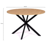 IDMarket - Table à Manger Ronde Alix 6 Personnes Pied araignée Bois et Noir 110 cm