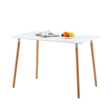 LafeuR Lot de 6 chaises de jardin avec table rectangulaire 110 x 70 cm, pour terrasse, balcon, salon de jardin pour 6 personnes (table à manger blanche + 6 chaises blanches)