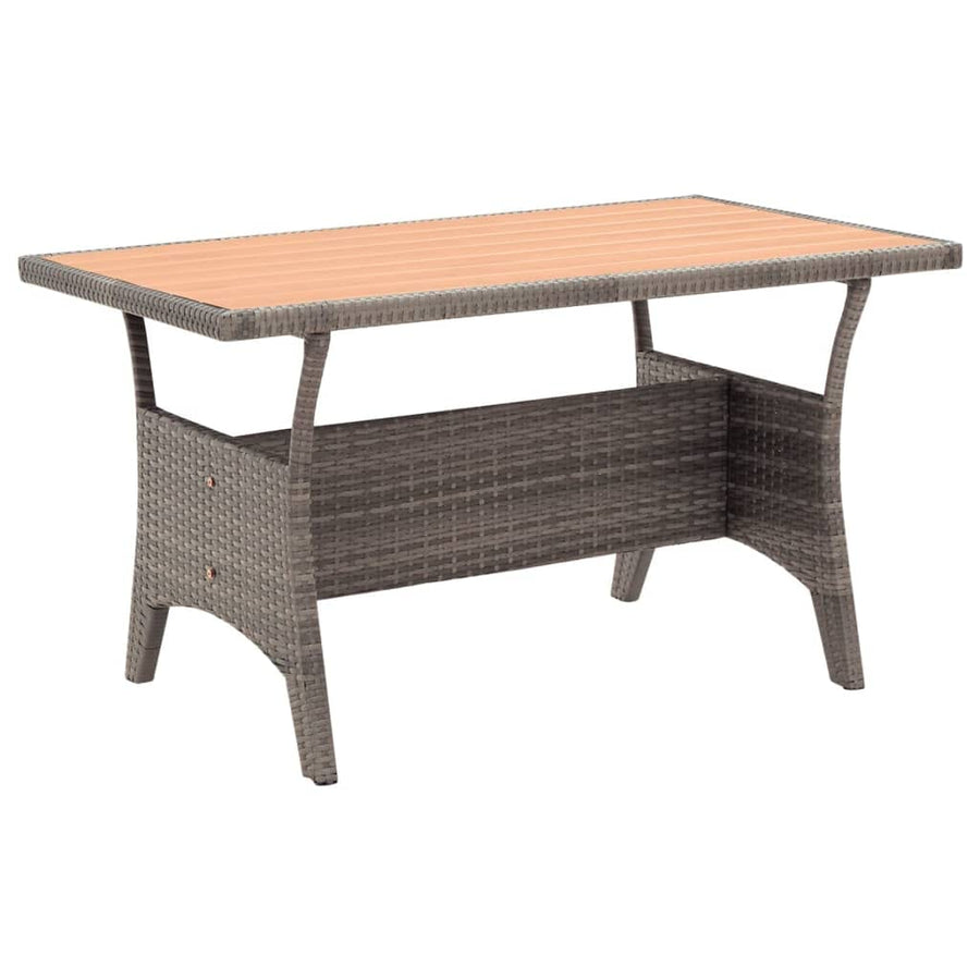 vidaXL Table de Jardin Table de Salle à Manger de Patio Meuble de Repas de Terrasse Table à Dîner d'Extérieur Gris 120x70x66 cm Résine Tressée