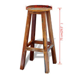 LoogCape Tabouret de bar en bois vieilli massif 75 cm de haut avec repose-pieds, tabouret de comptoir, tabouret de bistrot, tabouret de cuisine, tabouret de cuisine, tabouret de cuisine, salle à
