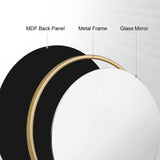 WOLTU Miroir Maquillage Mural Ø60cm, Doré, Rond avec Cadre en Métal, Décoratif, Moderne, Suspendu pour Salle de Bain, Chambre, Salon, Couloir