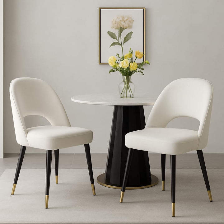 chairus Chaises de Salle à Manger sans Accoudoirs Lot de 2 Chaise de Bureau en Velours Moderne Chaise Rembourrée pour Cuisine Salon (Beige-2)