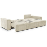 HOMIFAB Canapé d'angle Convertible réversible 5 Places avec Coffre de Rangement en Velours côtelé Beige - Harper