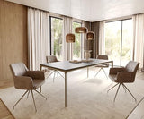 DeLife Table-à-Manger Escina Céramique Laminam®Noir Désir Marron 200x100 cm Piètement Aluminium