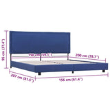WSJHUHK Meubles, lits et accessoires, lits et cadres de lit, cadre de lit sans matelas, tissu bleu, 150 x 200 cm, King Size