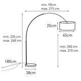 QAZQA Booglamp XXL - Lampe arquée - 1 lumière - H 2250 mm - Acier - Moderne - éclairage intérieur - Salon