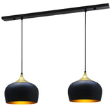 bamyum Lot de 2 Suspension Luminaire Moderne en Bois et Metal, Lustre Salle à Manger Ronde de 30 cm, Lustre Cuisine E27 en Métal, Plafonnier, Lampe pour Chambre, Salon, Couloir, Noir