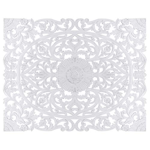 Menzzo Flora Tête de lit, Bois, Blanc, King Menzzo Flora Tête de lit, Bois, Blanc, King