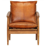 vidaXL Fauteuil Cuir Véritable avec Bois d'Acacia Marron Salle de Séjour Salon