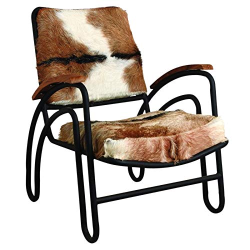 AubryGaspard Fauteuil en Peau de chèvre avec accoudoirs Structure métal AubryGaspard Fauteuil en Peau de chèvre avec accoudoirs Structure métal