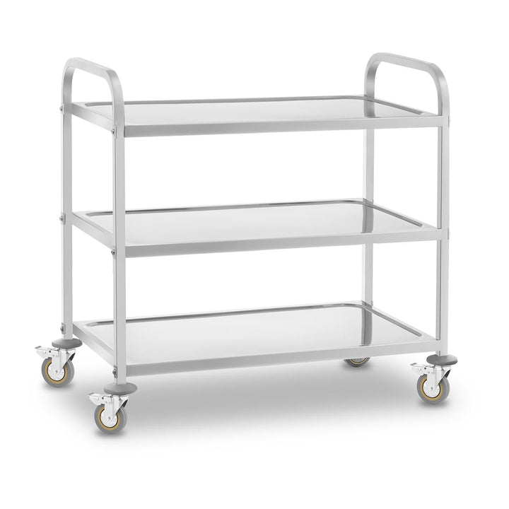Royal Catering Chariot de Service Desserte Cuisine à roulettes 3 Plateaux RCSW 3 (101x55x96,5cm, capacité de Charge 480 kg, épaisseur des étagères 3cm)