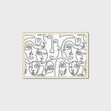 Tapis Style Moderne Tapis Poils Ras Visage Humain de Lineart Abstrait Blanc Noir pour la Chambre, Salle de Jeux 80*120