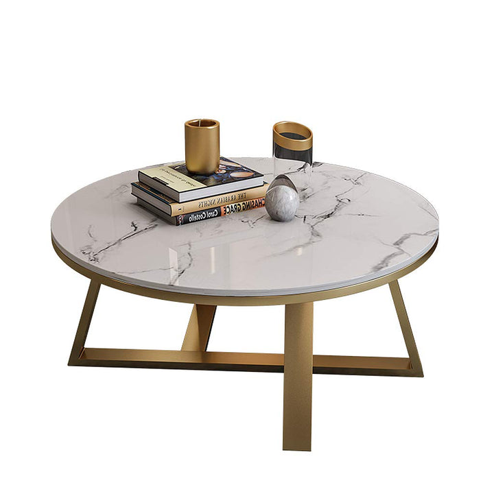 Table Basse Salon,Dessus de Table en marbre Nordic Light et Support en métal, Style Minimaliste Moderne