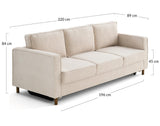 Lisa Design - Jake - canapé Droit 3 Places Convertible en Tissu Velours Relief, Terracotta