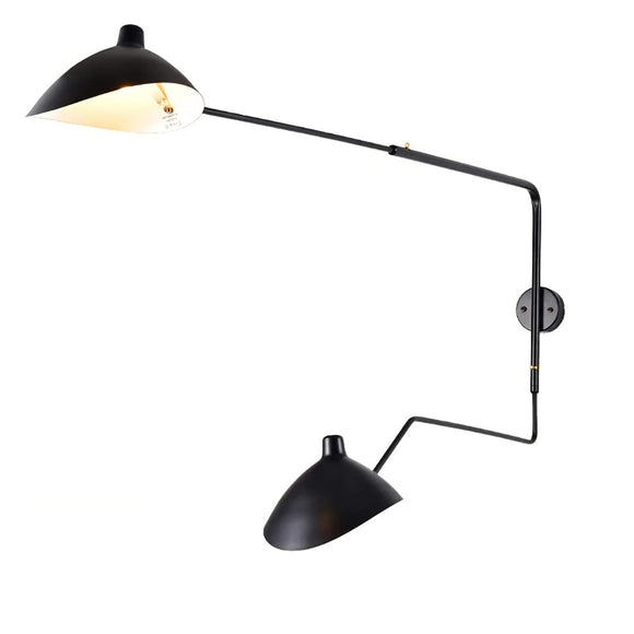 Applique Murale à Bras Long Vintage Industrielle avec Interrupteur Lampes de Lecture Réglables à 2 Lumières Lampe Murale de Chevet en E27 Métal Noir pour Chambre à Coucher Salon Loft Barres,140cm