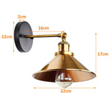 iDEGU Lot de 2 Applique Murale Industrielle Lampe de Plafond de Style Edison Métal Plafonnier Rétro avec Rotation à 180 Degrés - 22CM, Noir (Laiton)