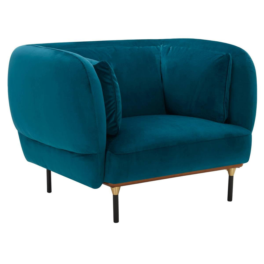 Atmosphera - Fauteuil Isée - Velours - Bleu Canard