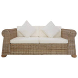 vidaXL Canapé à 2 Places avec Coussins Sofa de Salle de Séjour Meuble de Salon Maison Intérieur Canapé de Bureau Chambre Rotin Naturel