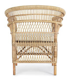Decor Space Fauteuil Josefina pour intérieur, Fauteuil Salon en rotin naturel avec coussin H 86 cm