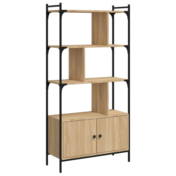 vidaXL Bibliothèque avec Portes, Étagère à Livres avec Rangement, Meuble à Livres, Paravent de Salon Bureau, Industriel, Chêne Sonoma Bois d'Ingénierie