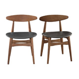 Miliboo Chaises Vintage en Bois foncé et Noir (Lot de 2) Walford