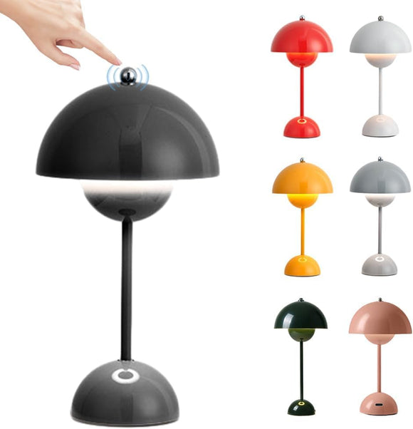 Starnearby Lampe de Table LED Pot de Fleurs, Lampe de Chevet Rechargeable Sans Fil, Lampes Champignon Tactile Dimmable avec 3 Modes de Luminosité, Lampes de Bureau Décorative Rétro
