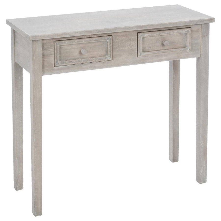 Atmosphera - Console Charme Bois Blanchi, L 80 x H 76 cm, 2 Tiroirs, Style Romantique - Meuble d'Appoint pour Entrée, Chambre, Salon