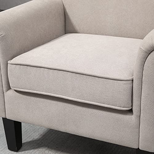 HOMCOM Fauteuil d'ameublement de style nordique avec accoudoirs, fauteuil rembourré en bois et polyester, 79 x 78 x 87 cm, gris et marron