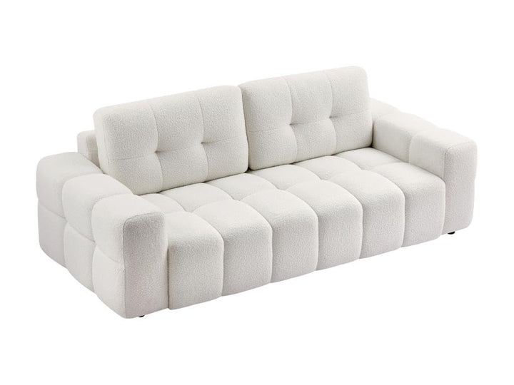 Vente-unique - Canapé 3 Places en Tissu Bouclette Blanc SOPELANA Vente-unique - Canapé 3 Places en Tissu Bouclette Blanc SOPELANA