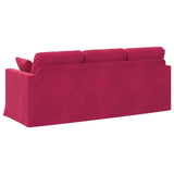 Foknhdi Canapé en velours, bordeaux, 198 x 78 x 80 cm, avec cadre en métal et accoudoirs en bois, petit canapé moderne pour salon, chambre à coucher, bureau