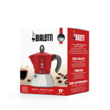 Bialetti - Moka Induction, Cafetière Moka, Convient à Tous Les Types de Plaques de Cuisson, 4 Tasses d'Espresso (150 Ml), Rouge