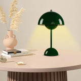 DASIAUTOEM Lampe Champignon, Lampe de Table Sans Fil, Portable Entièrement Graduable, Macaron de Table Tactile avec 3 Modes de Luminosité, Lampe de Chevet Rétro (Vert Foncé)