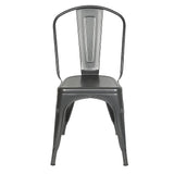 Supfine Chaise de Salle à Manger Lot de 4 Industrielle Vintage Tabouret de Cuisine avec Dossier Hauteur d'assise 44cm, Chaises Empilables Metal pour Intérieure et Extérieure Jardin Bistrot