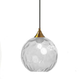 MZStech 20cm Transparent Globe en verre Suspension Base en bronze doré avec boule de verre Lampe de plafond suspendue pour îlot de cuisine, salle à manger et table de chevet (Transparent)