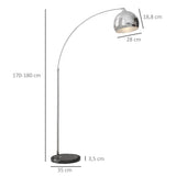 HOMCOM Lampadaire sur Pied Marbre 40W E27 Longueur 110-115 cm Noir Gris