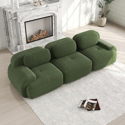 Générique Canapé Modulable avec Dossier, Canapé d'angle en L U Canapé sans Structure Velours,Canapé-Lit 1 2 3 4 Places avec Pouf,Canapé Relaxant pour Salon, Livré Monté,Vert,3 Sitze
