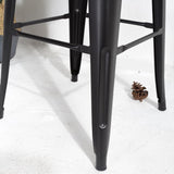 Tabouret de Bar en métal Noir Mat Style Industriel - avec Dossier - Hauteur 66cm