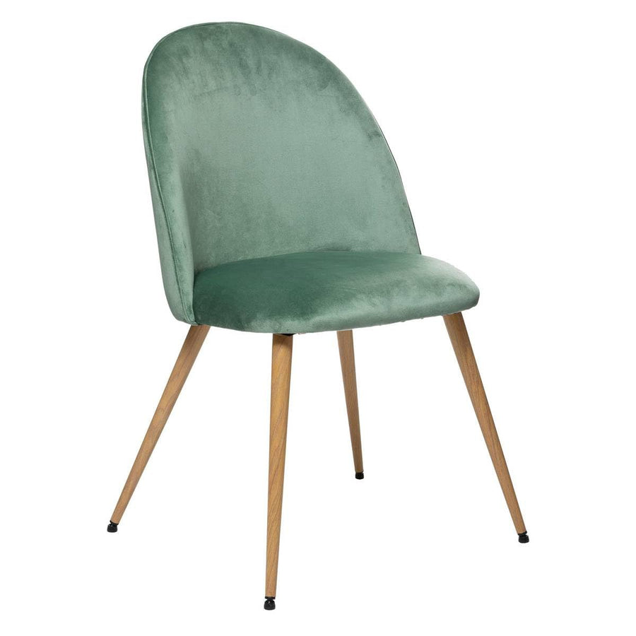 Atmosphera - Chaise Slano - Vert céladon - Velours - Pieds métal Imitation hêtre Atmosphera - Chaise Slano - Vert céladon - Velours - Pieds métal Imitation hêtre