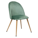 Atmosphera - Chaise Slano - Vert céladon - Velours - Pieds métal Imitation hêtre