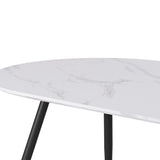 Mobilier-Deco Daniela - Table à Manger Design Ovale Effet marbre Blanc